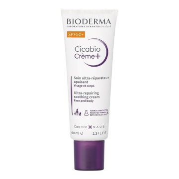 BIODERMA Cicabio Crème+ - Soin ultra-réparateur apaisant anti-cicatrices SPF50+ pour visage corps et zones intimes - 40ml