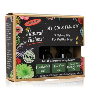 PALMER'S Natural Fusions DIY Cocktail Kit - Kit huiles essentielles eucalyptus, arbre à thé et ricin pour le cuir chevelu - 3x10ml
