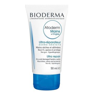 BIODERMA Atoderm Mains & Ongles - Crème nourrissante ultra- réparatrice pour mains sèches et abîmées - 50ml