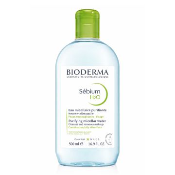 BIODERMA Sébium H²O - Eau micellaire purifiante nettoyante pour peaux mixtes à grasses