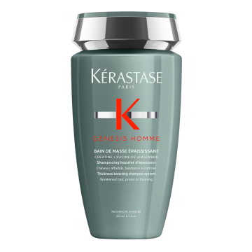 Kérastase Genesis Homme Bain de Masse Épaississant – shampooing fortifiant cheveux fins et clairsemés – volume et densité immédiats