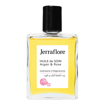 JERRAFLORE Huile Soin - 60 ml (Argan & Rose)