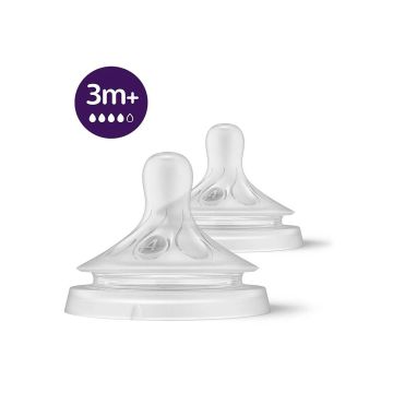 AVENT Natural - Tétines pour biberon 3 mois et plus - Lot de 2