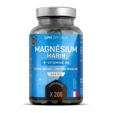 GPH DIFFUSION Magnésium Marin - Complément alimentaire forme  vitalité  mémoire et concentration - 200 comprimés