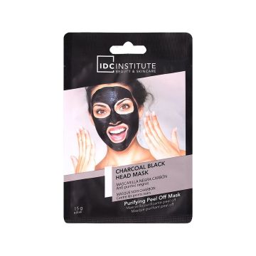IDC INSTITUTE Charcoal Black Head Mask - Masque visage au charbon anti-taches brunes et points noirs pour tous types de peaux même grasses