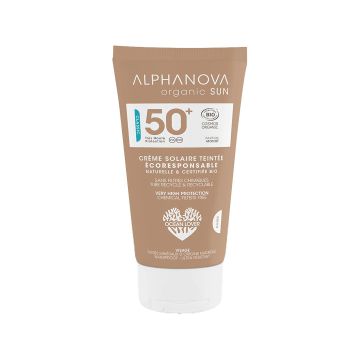ALPHANOVA Organic Sun - Crème solaire visage BIO teintée très haute protection SPF50+ pour peaux sensibles - 50ml (Claire)