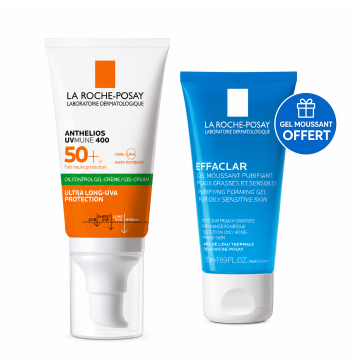 LA ROCHE POSAY Anthelios Uvmune 400 Gel-Crème Oil Control 50+ + Effaclar Gel Moussant 50 ml Offert